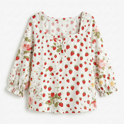 Blouse décontractée grande taille à col carré et boutons sur le devant - image 27