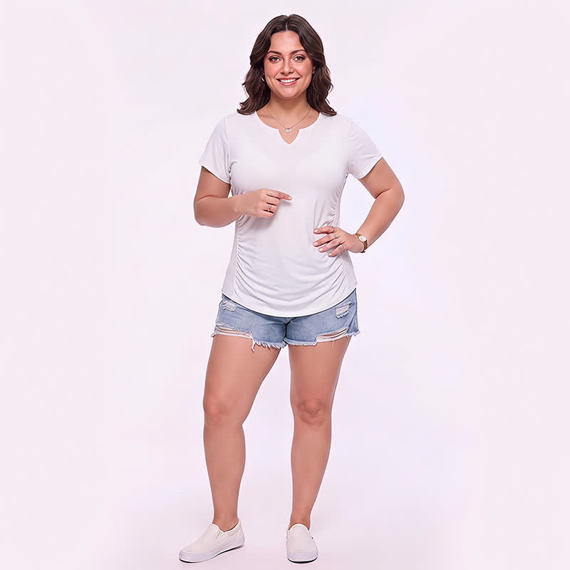 Chemise de sport grande taille à col en V froncé - image 10