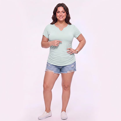 Chemise de sport grande taille à col en V froncé - image 6