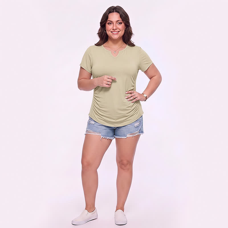Chemise de sport grande taille à col en V froncé - image 2