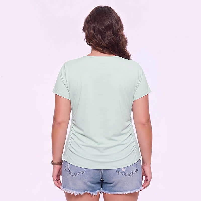 Chemise de sport grande taille à col en V froncé - image 5