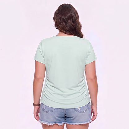 Chemise de sport grande taille à col en V froncé - image 5