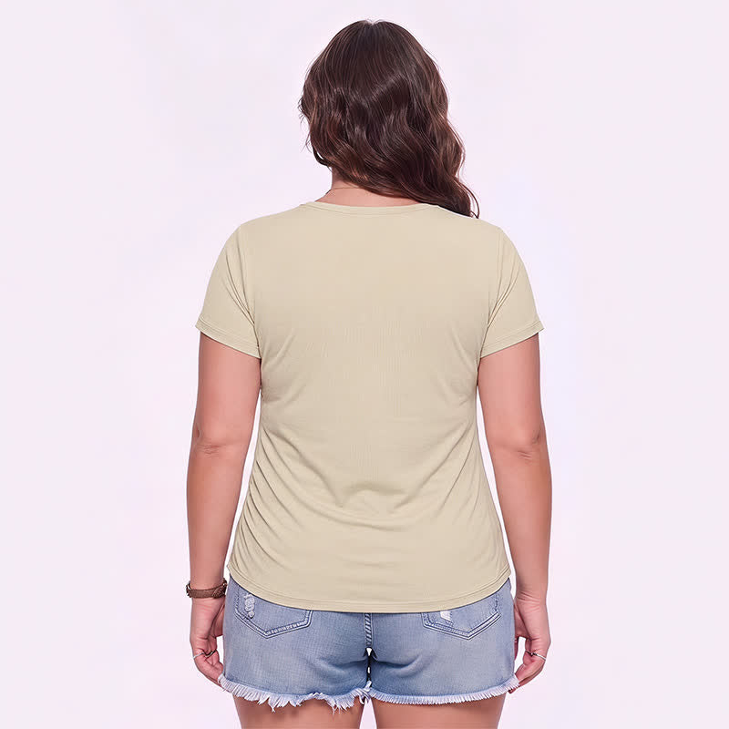 Chemise de sport grande taille à col en V froncé - image 1