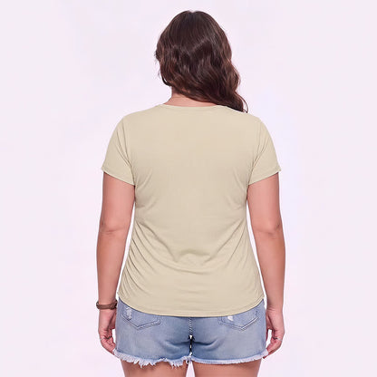 Chemise de sport grande taille à col en V froncé - image 1