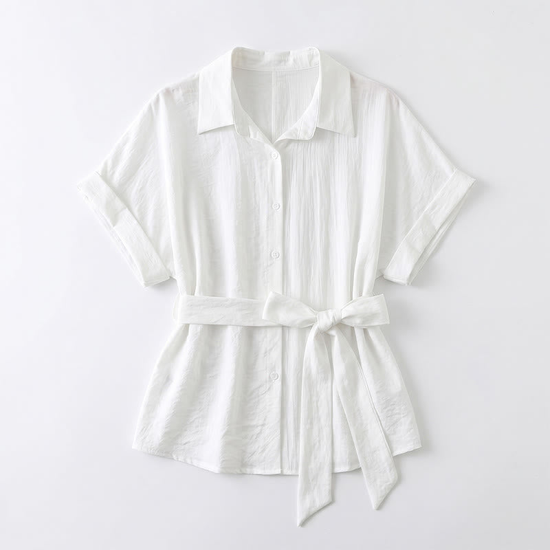 Chemisier d'été léger à taille nouée et col boutonné - image 13
