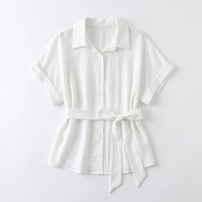 Chemisier d'été léger à taille nouée et col boutonné - image 13