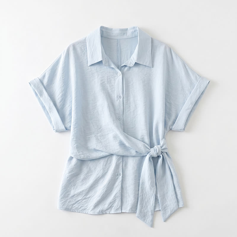 Chemisier d'été léger à taille nouée et col boutonné - image 12