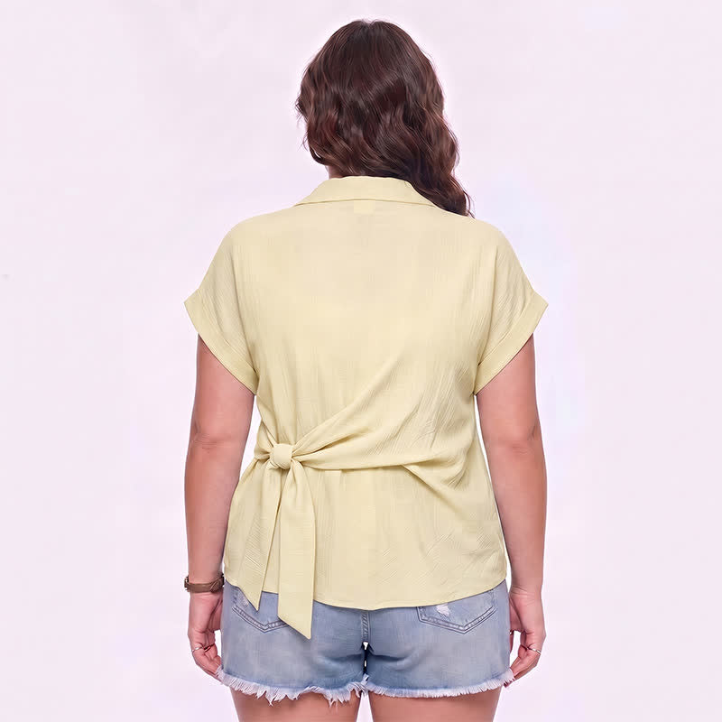 Chemisier d'été léger à taille nouée et col boutonné - image 1
