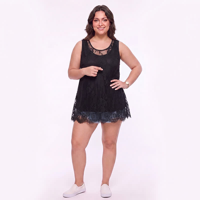 Blouse en dentelle et résille grande taille - image 2