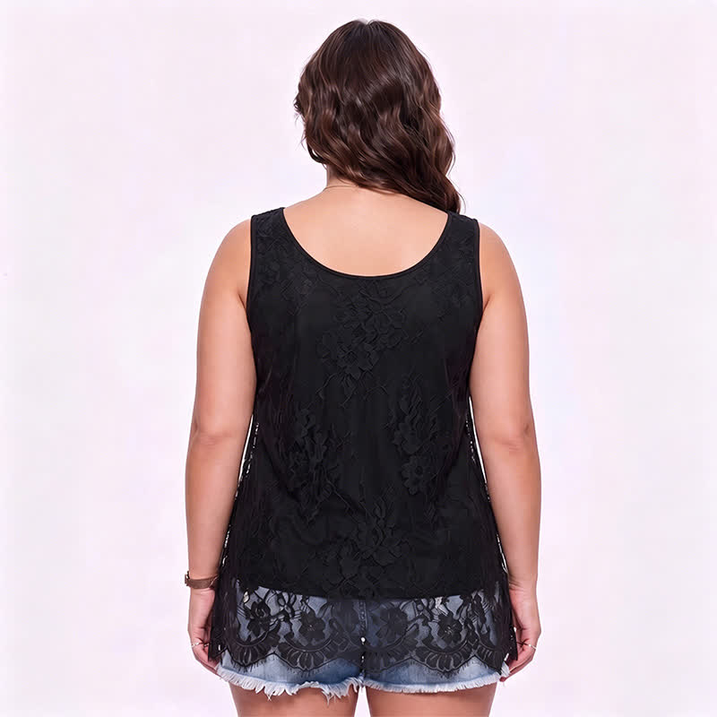 Blouse en dentelle et résille grande taille - image 1