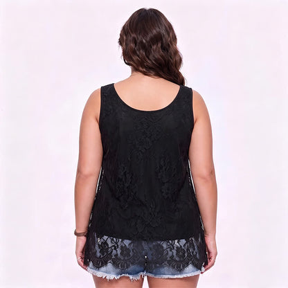 Blouse en dentelle et résille grande taille - image 1