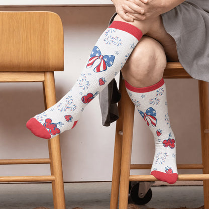Chaussettes de compression à rayures américaines grandes tailles - Rouge (1 paire) - 4XL - image 2