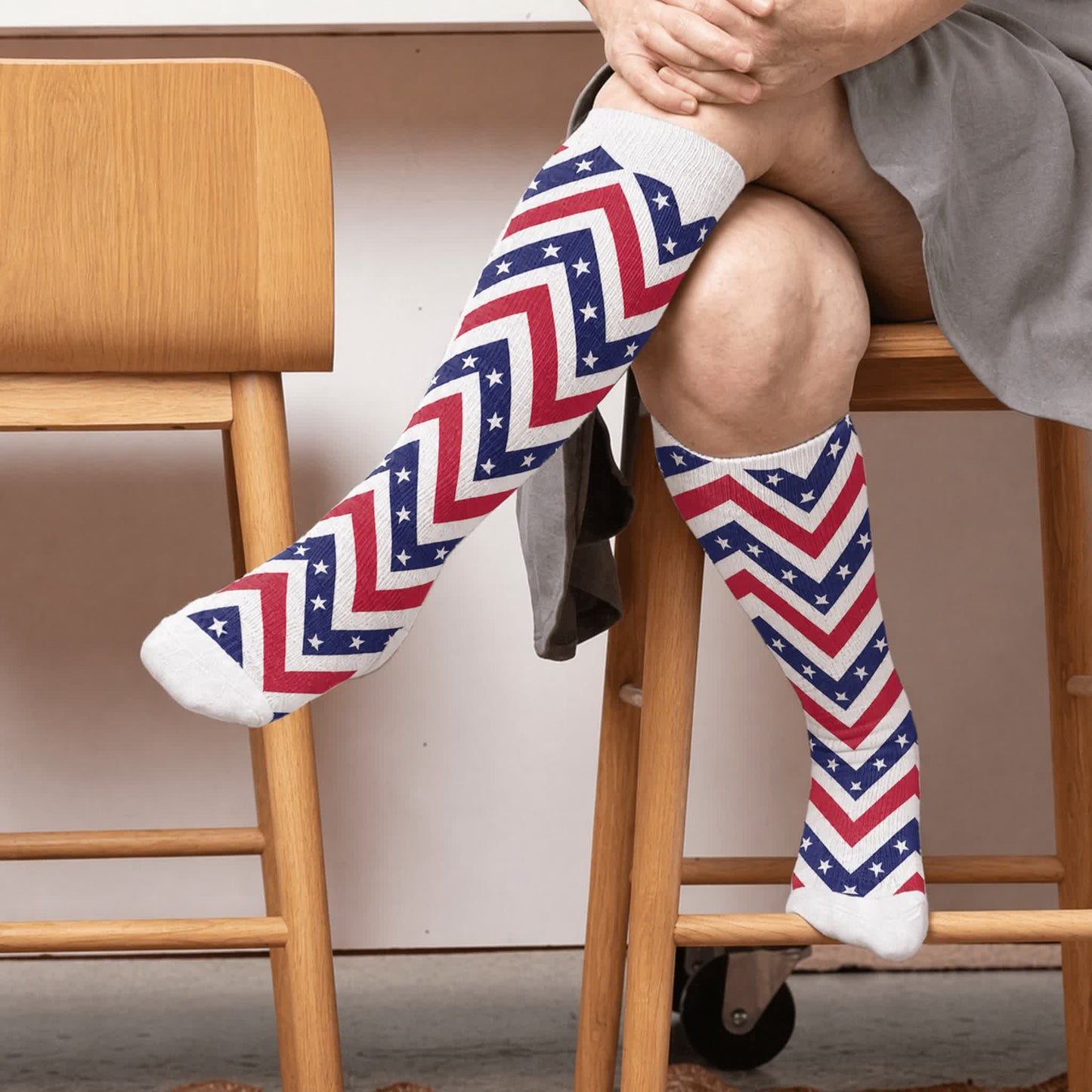 Chaussettes de compression à rayures américaines grandes tailles - Blanc (1 paire) - 4XL - image 1