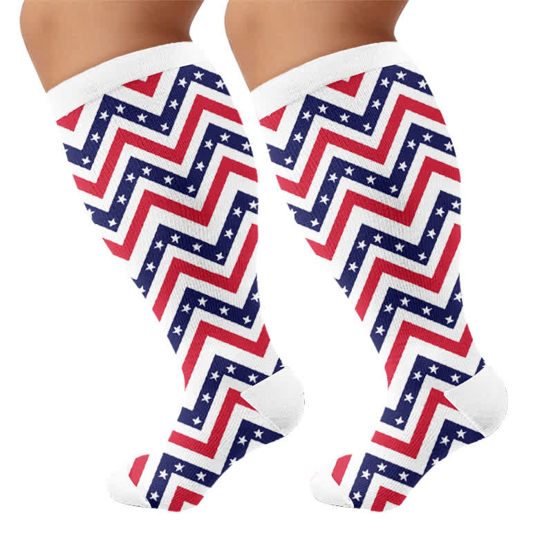 Chaussettes de compression à rayures américaines grandes tailles - image 8