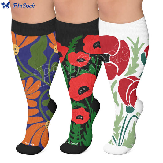Chaussettes de compression grandes tailles à fleurs épanouies - image 0