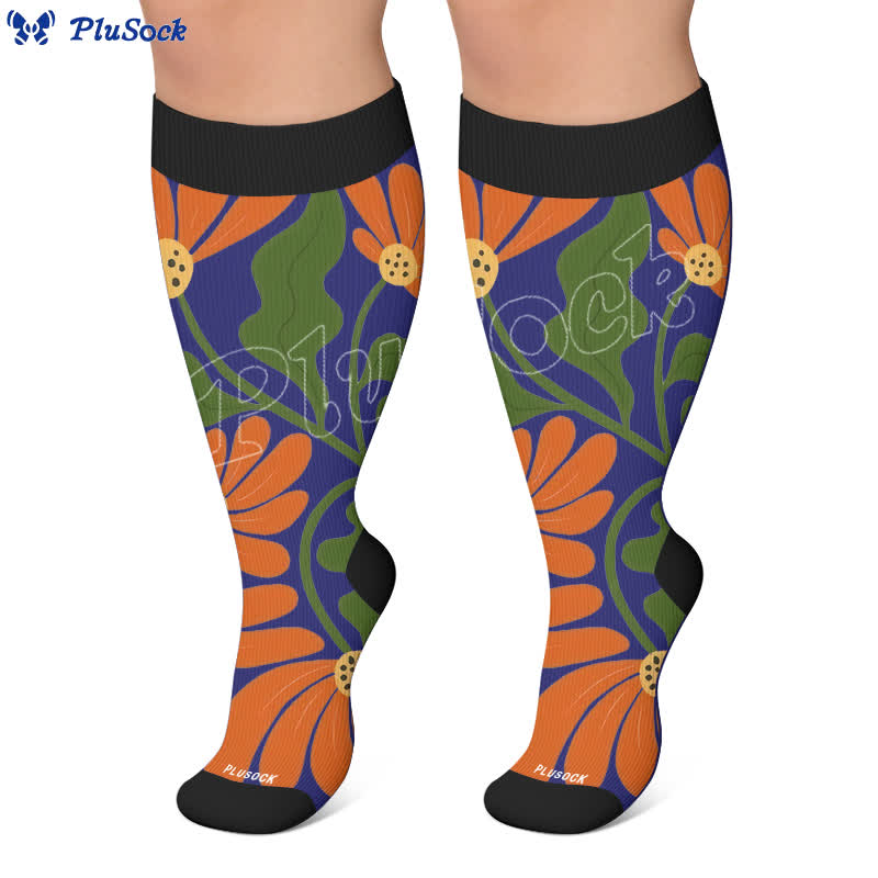 Chaussettes de compression grandes tailles à fleurs épanouies - image 5