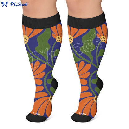 Chaussettes de compression grandes tailles à fleurs épanouies - image 5