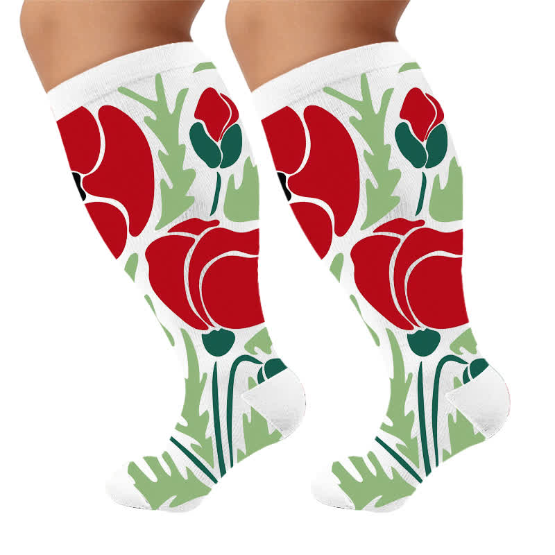 Chaussettes de compression grandes tailles à fleurs épanouies - image 10