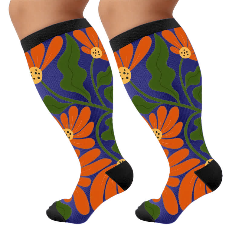 Chaussettes de compression grandes tailles à fleurs épanouies - image 8