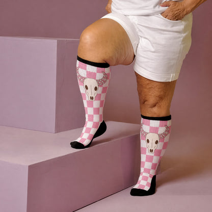 Chaussettes de compression grande taille à motif tête de cerise - Noir (1 paire) - 4XL - image 3