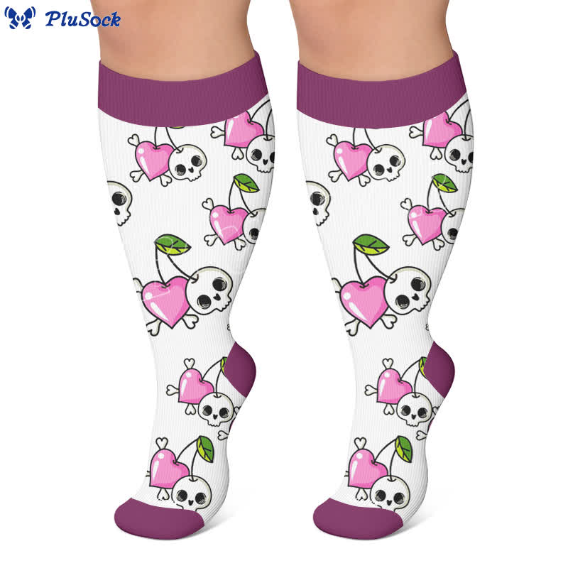 Chaussettes de compression grande taille à motif tête de cerise - image 5