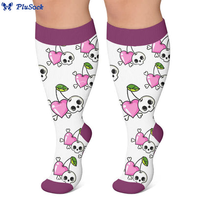 Chaussettes de compression grande taille à motif tête de cerise - image 5