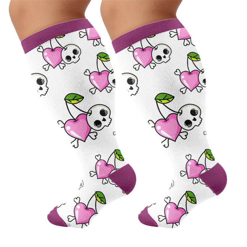 Chaussettes de compression grande taille à motif tête de cerise - image 8