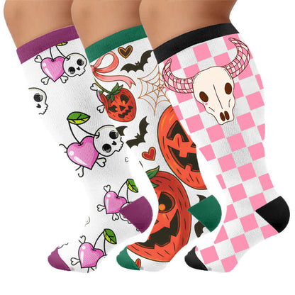 Chaussettes de compression grande taille à motif tête de cerise - Multicolore (3 paires) - 4XL - image 4