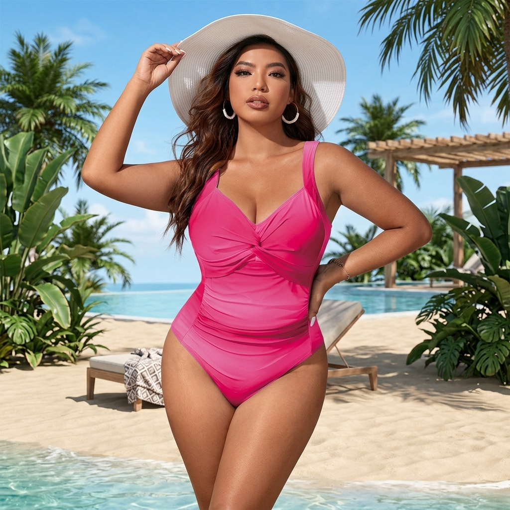 Maillot de bain une pièce à devant torsadé - image 1
