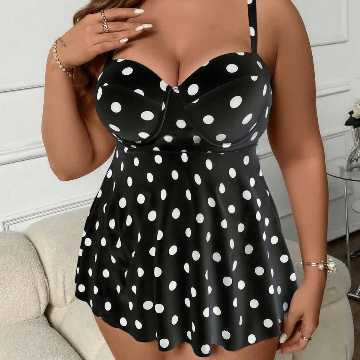 Ensemble de maillot de bain deux pièces à pois vintage - image 2
