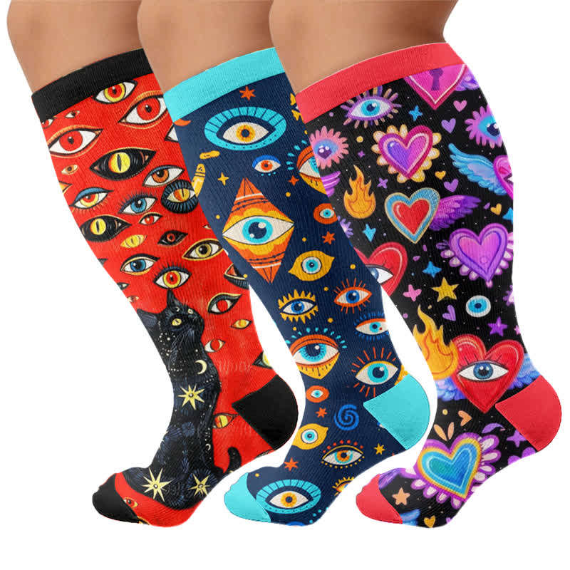 Chaussettes de compression Cosmic Eye grandes tailles - Multicolore (3 paires) - 4XL - image 4