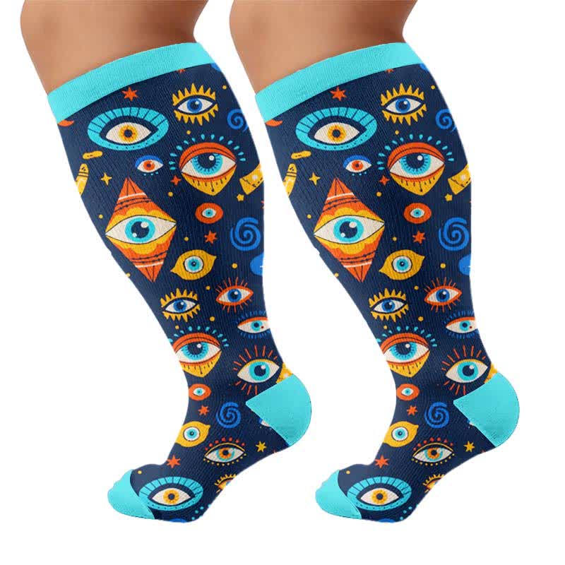 Chaussettes de compression Cosmic Eye grandes tailles - Bleu (1 paire) - 4XL - image 8