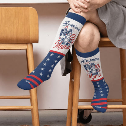 Chaussettes de compression patriotiques cowgirl grandes tailles - Bleu (1 paire) - 4XL - image 3