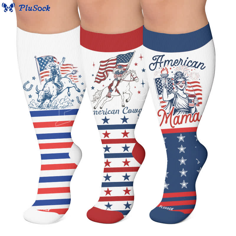 Chaussettes de compression patriotiques cowgirl grandes tailles - image 0