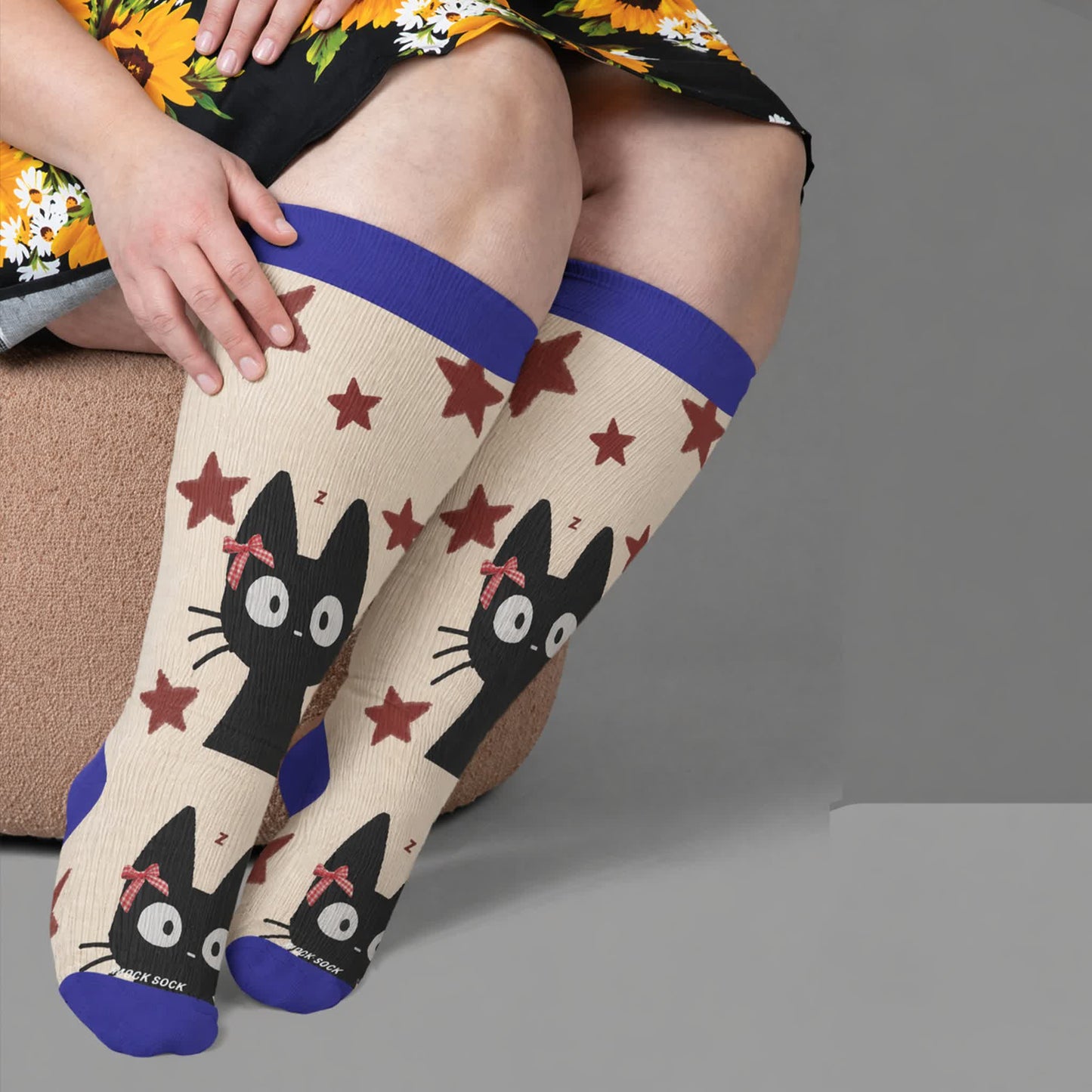 Chaussettes de compression Cat Star grandes tailles - Bleu (1 paire) - 4XL - image 2