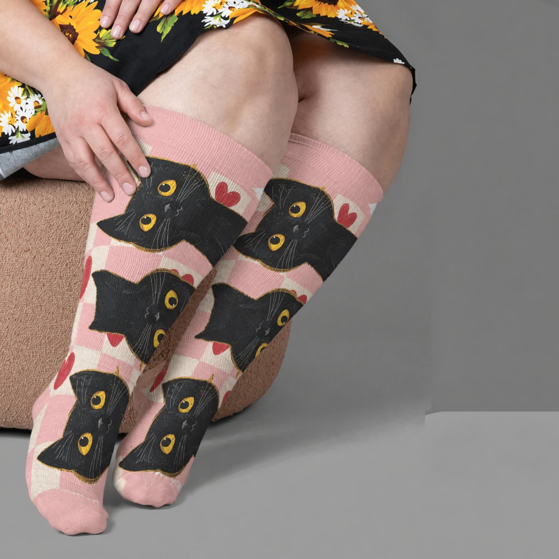 Chaussettes de compression Cat Star grandes tailles - Rose (1 paire) - 4XL - image 3