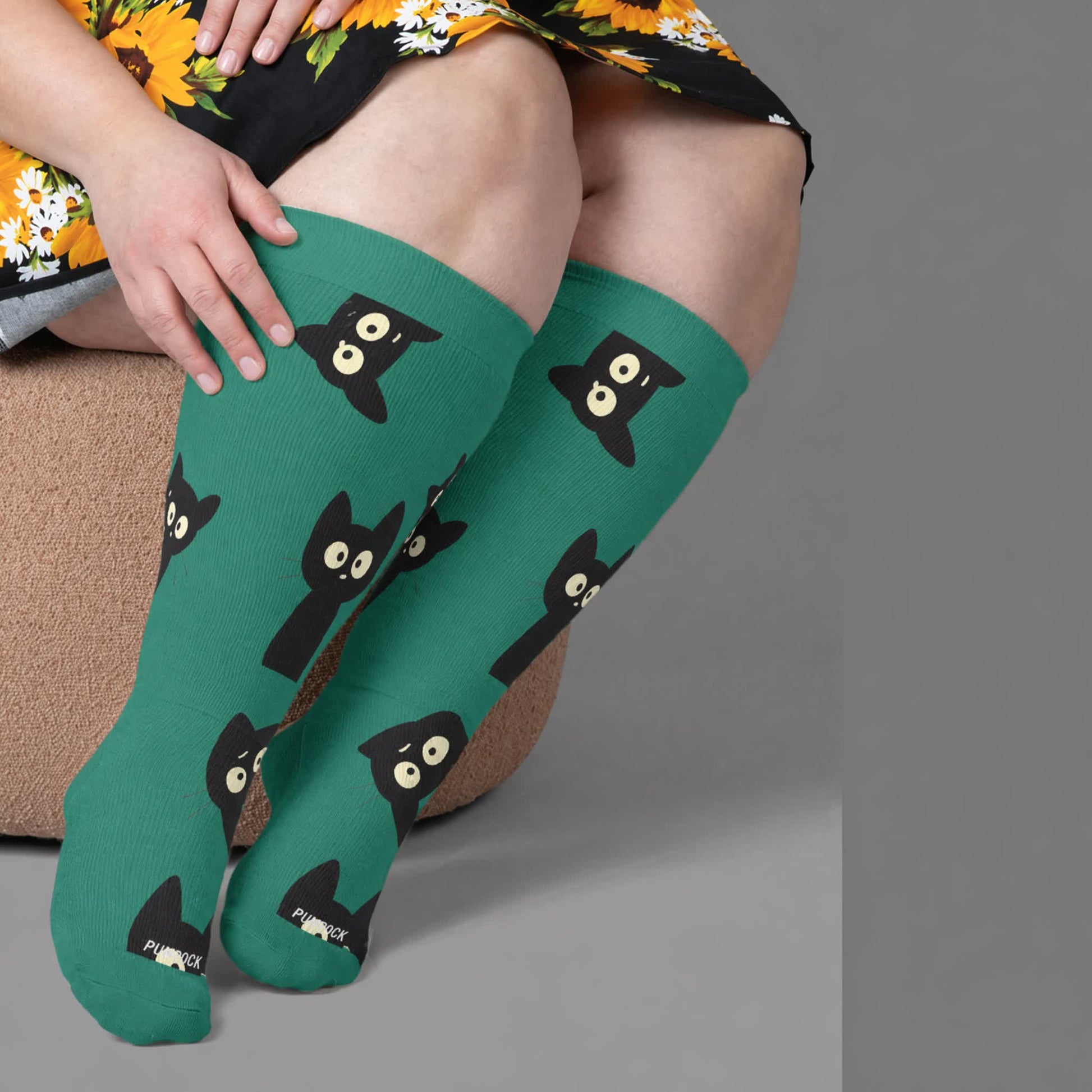 Chaussettes de compression Cat Star grandes tailles - Vert (1 paire) - 4XL - image 1