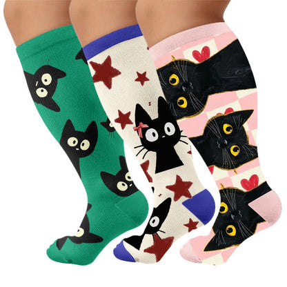Chaussettes de compression Cat Star grandes tailles - Multicolore (3 paires) - 4XL - image 4
