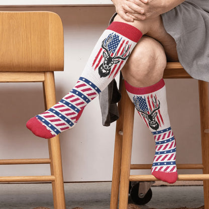 Chaussettes de compression grandes tailles à rayures patriotiques étoilées - Rouge (1 paire) - 4XL - image 2