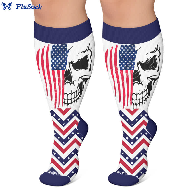 Chaussettes de compression grandes tailles à rayures patriotiques étoilées - image 7