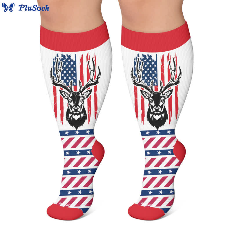 Chaussettes de compression grandes tailles à rayures patriotiques étoilées - image 6