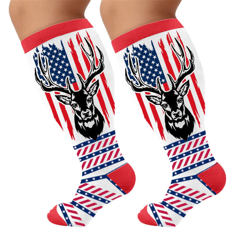 Chaussettes de compression grandes tailles à rayures patriotiques étoilées - image 9