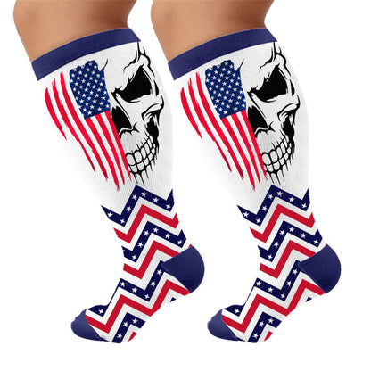 Chaussettes de compression grandes tailles à rayures patriotiques étoilées - image 10