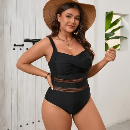 Maillot de bain une pièce noir en résille ajourée - image 2