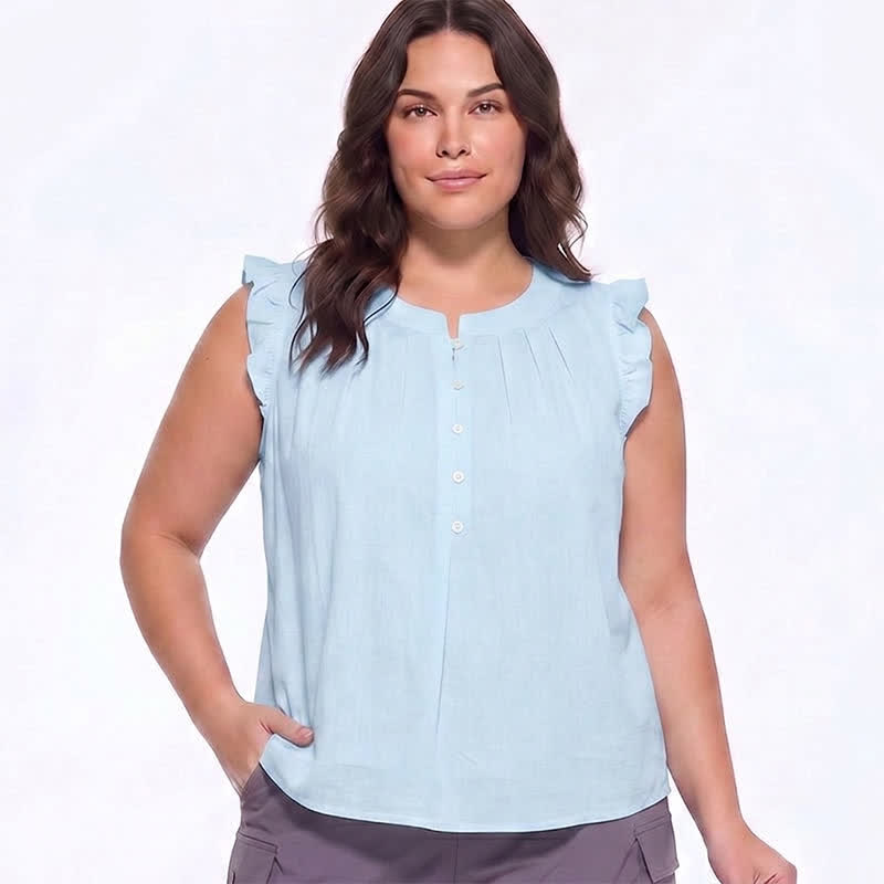 Blouse sans manches à volants grande taille - image 0