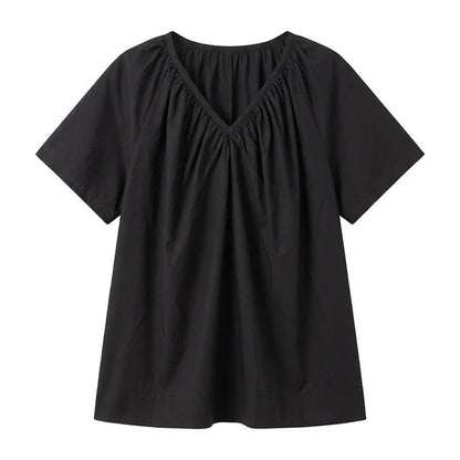 Haut à col en V froncé grande taille - Noir - 4XL - image 9