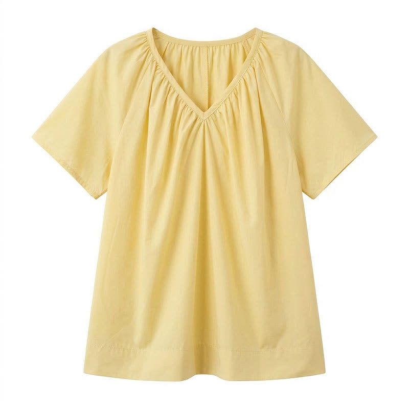 Haut à col en V froncé grande taille - Jaune - 4XL - image 8