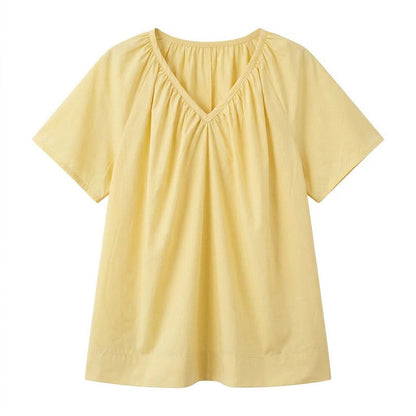 Haut à col en V froncé grande taille - Jaune - 4XL - image 8