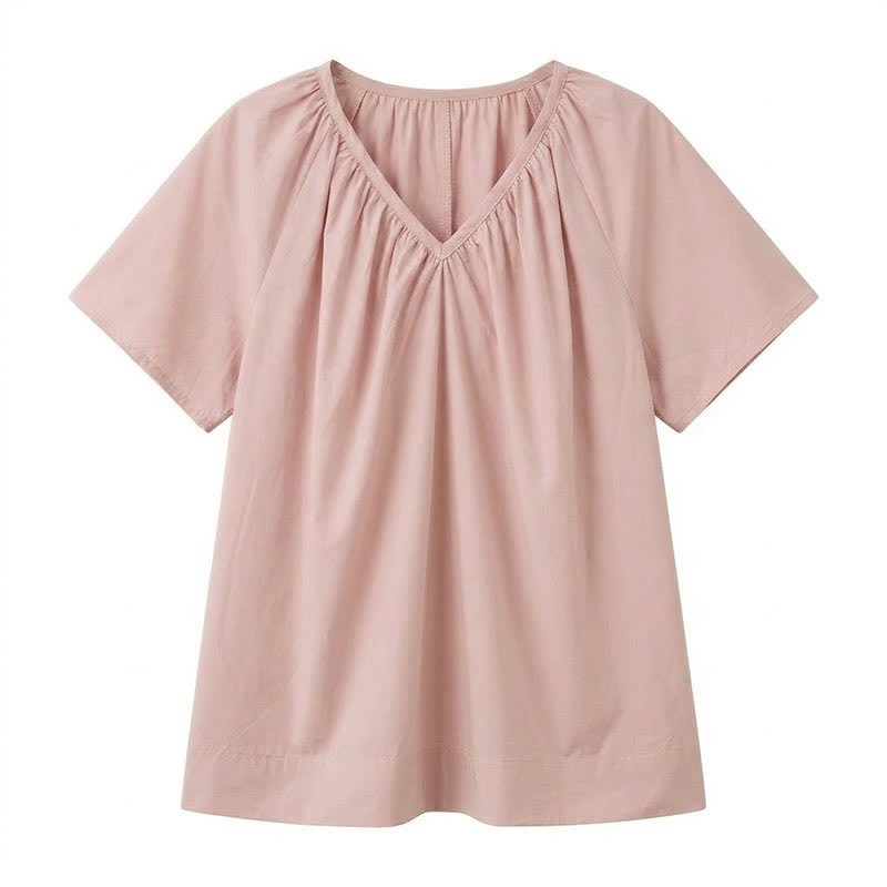 Haut à col en V froncé grande taille - Rose - 4XL - image 7