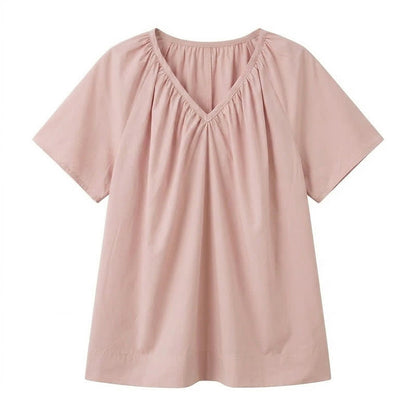 Haut à col en V froncé grande taille - Rose - 4XL - image 7